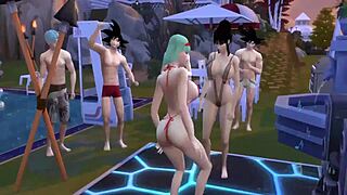 现场#2 视频: MILF wives and their kinky sons in a pool party