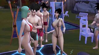 现场#3 视频: MILF wives and their kinky sons in a pool party
