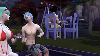 现场#7 视频: MILF wives and their kinky sons in a pool party